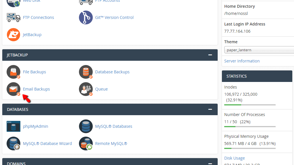 JetBackup Dashboard Interface